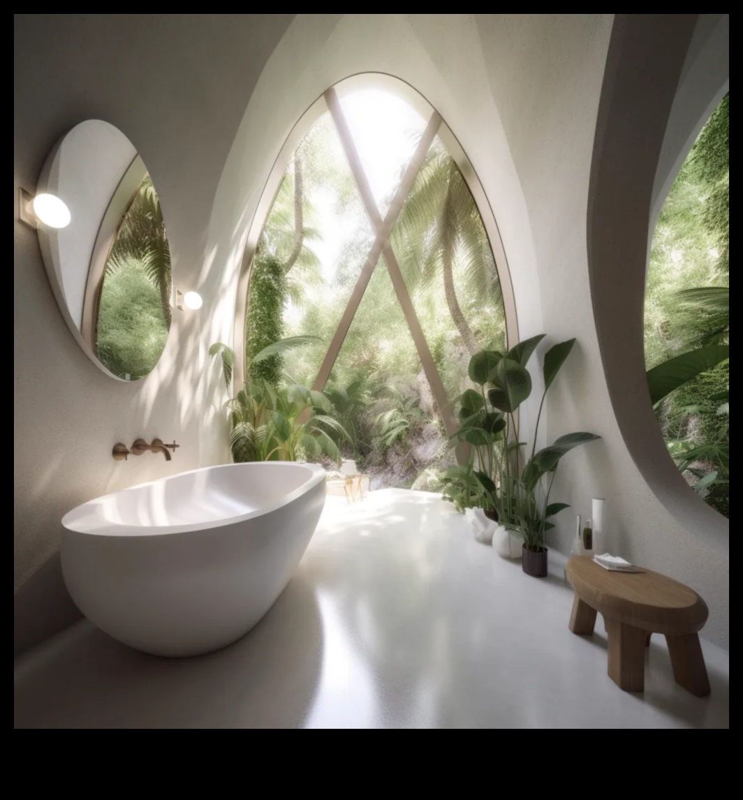 Boho διακόσμηση μπάνιου με ζωηρά μοτίβα