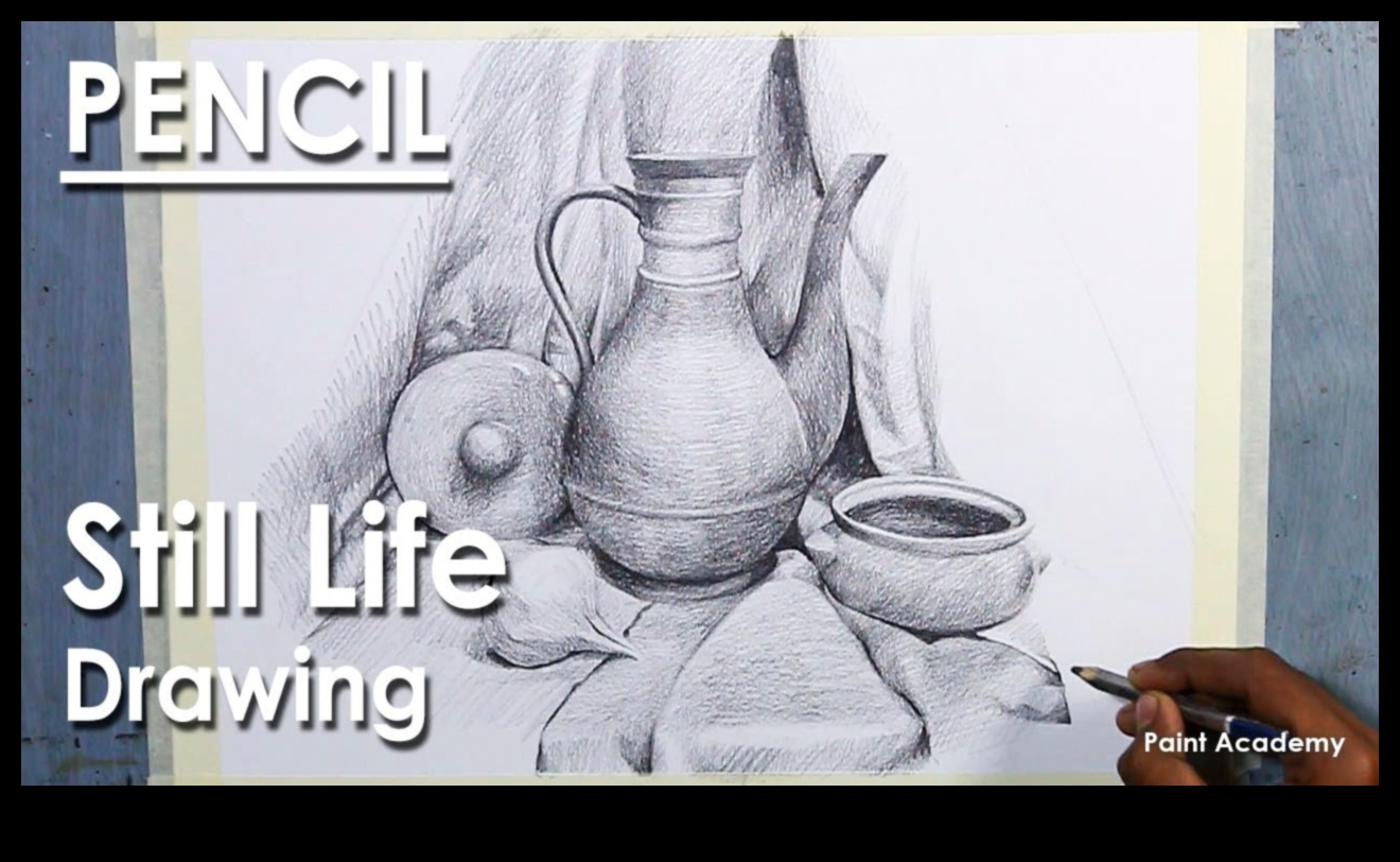 Τεχνικές μολυβιών για δυναμικά σχέδια νεκρής φύσης σε γραφίτη