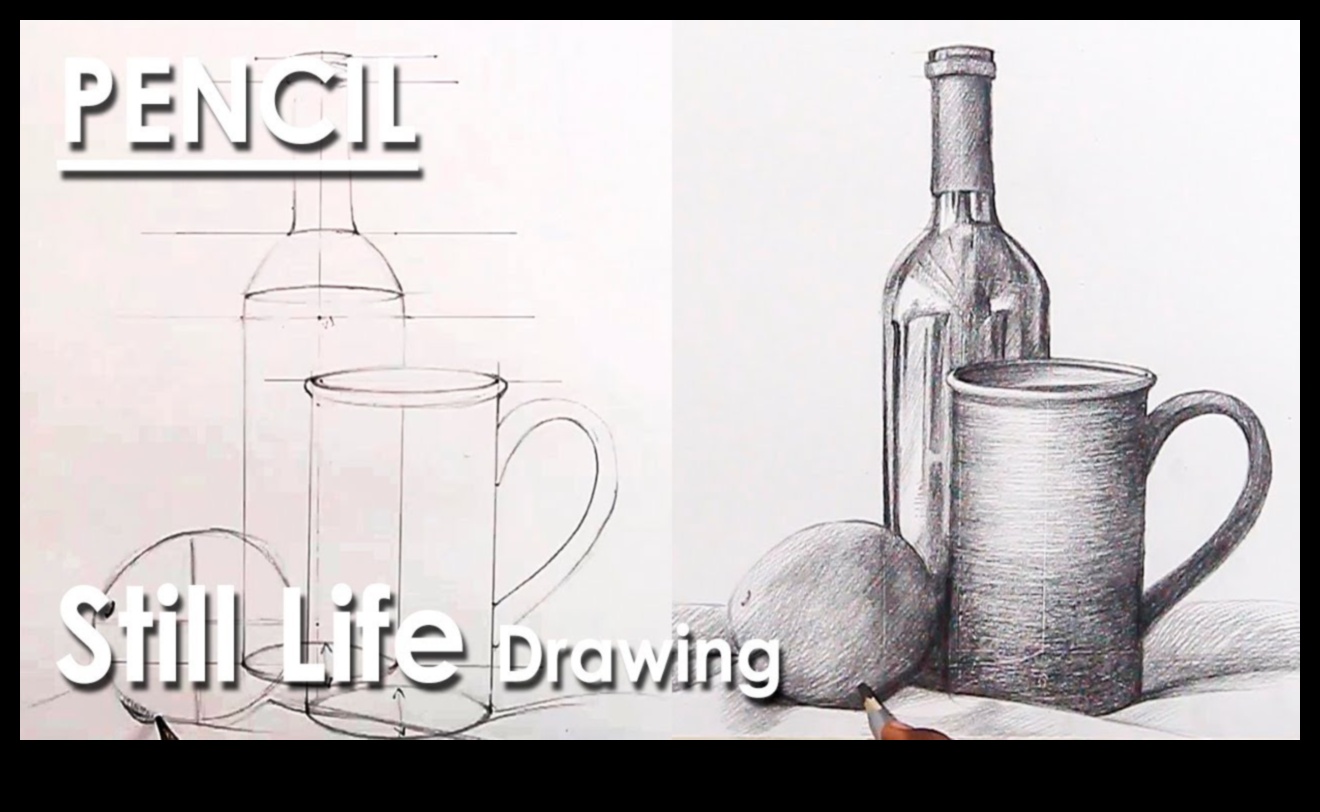 Τεχνικές μολυβιών για δυναμικά σχέδια νεκρής φύσης σε γραφίτη