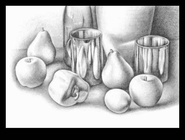 Τεχνικές μολυβιών για δυναμικά σχέδια νεκρής φύσης σε γραφίτη